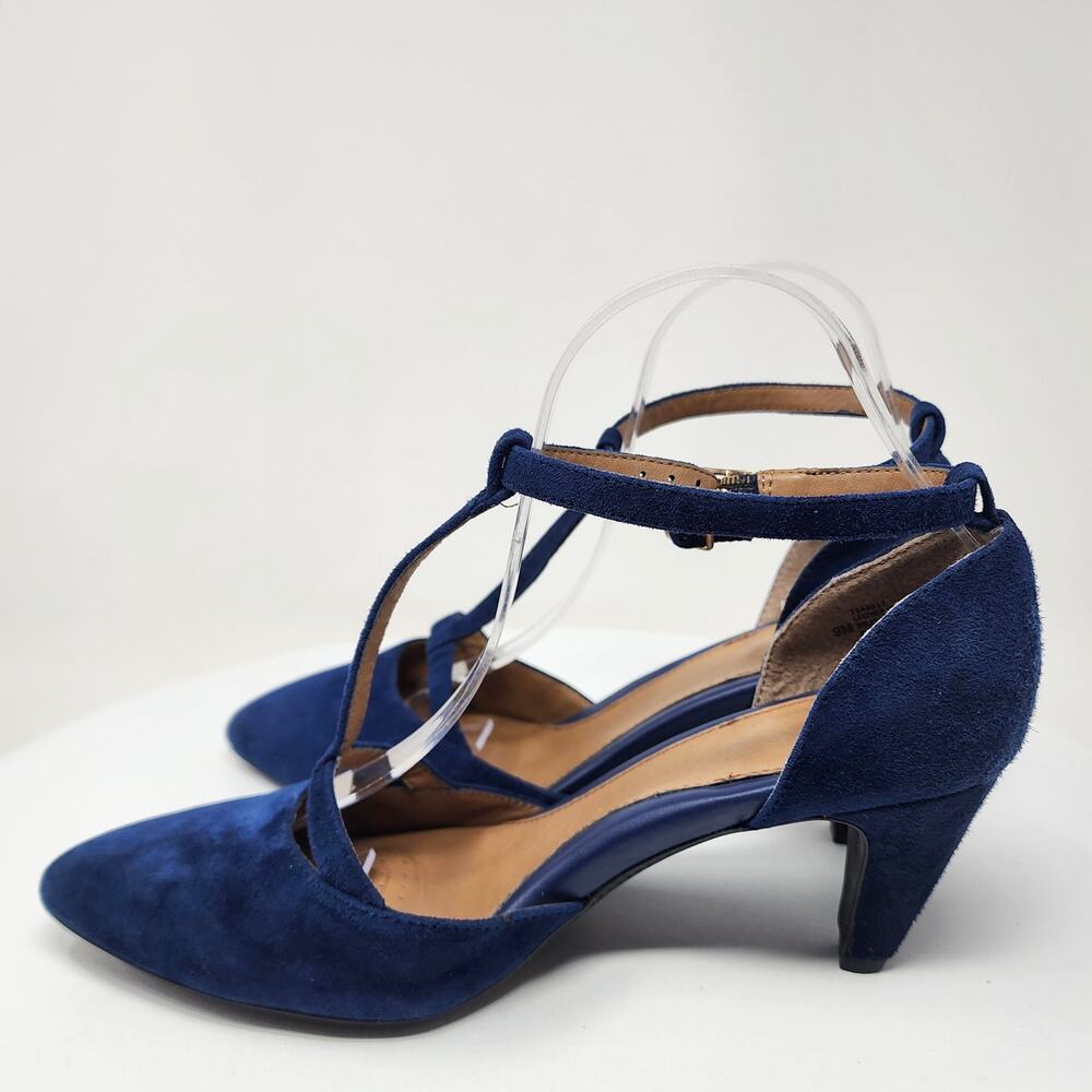 Sofft T-Strap Pumps Women 9M Blue Suede Pointed Toe Ankle Strap Heels 1540527 - Picture 7 of 11